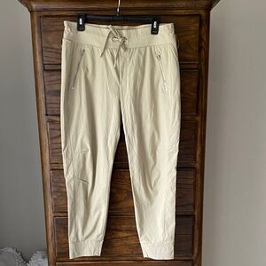 Athleta Beige Joggers with Zipper Pockets Size 12